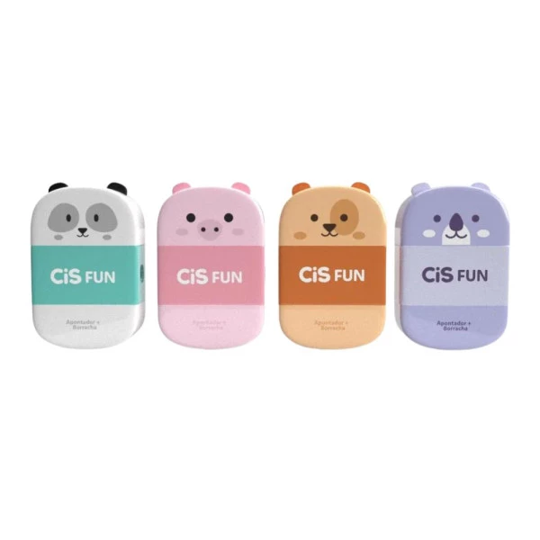 Apontador Escolar Com Borracha Cis Fun