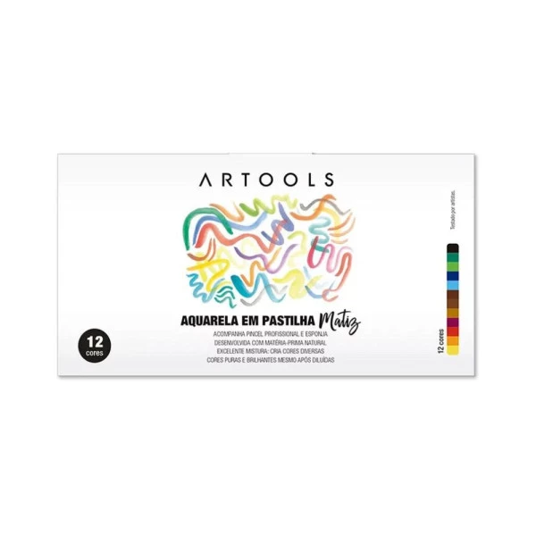 Aquarela em Pastilha Matiz Artools Estojo c/12 Cores