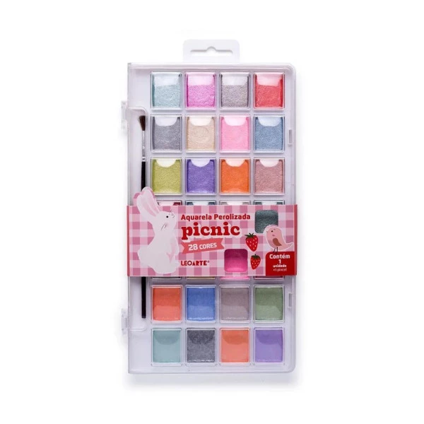 Aquarela Perolizada Picnic 28 cores LeoArte