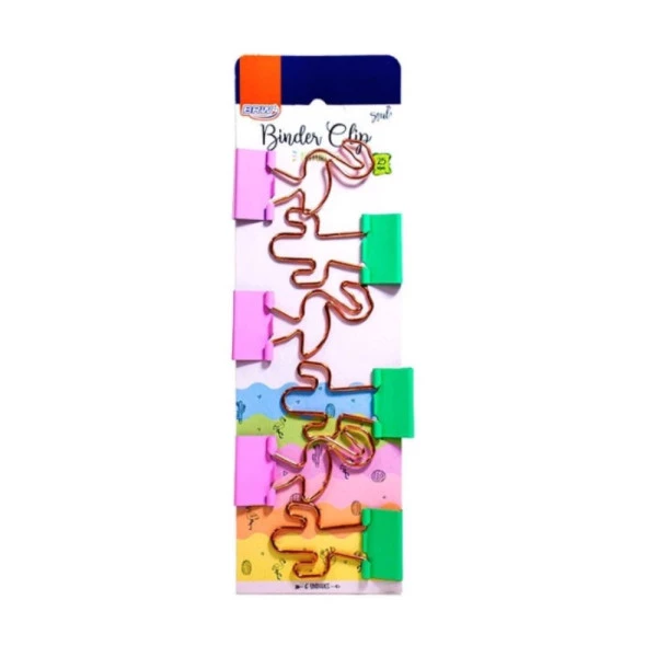 Prendedor de Papel Binder Cacto e Flamingo 25mm 6 Un BRW