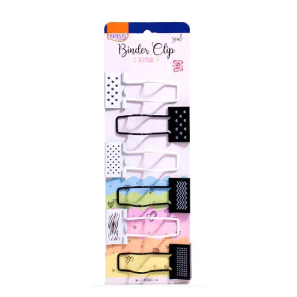 Prendedor de Papel Binder Preto e Branco com suporte para Lápis 25mm 6 Un BRW