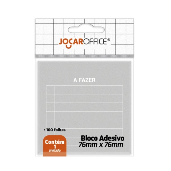 Bloco Adesivo A Fazer Cinza Jocar Office 76x76mm