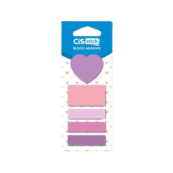 Bloco Adesivo Cis Stick Coração Roxo 5 Modelos C/20F