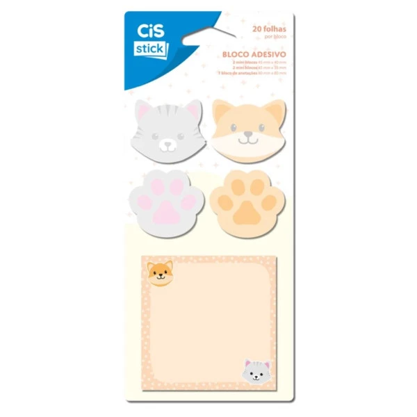 Bloco Adesivo Cis Stick Pets 5 Modelos C/20F