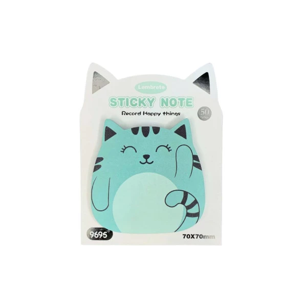Bloco Adesivo Kawaii Fofo Gato Turquesa