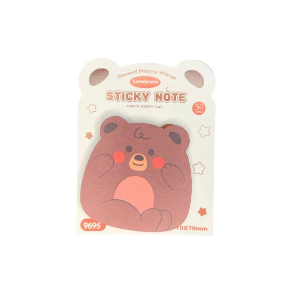 Bloco Adesivo Kawaii Fofo Urso Marrom&Rosa