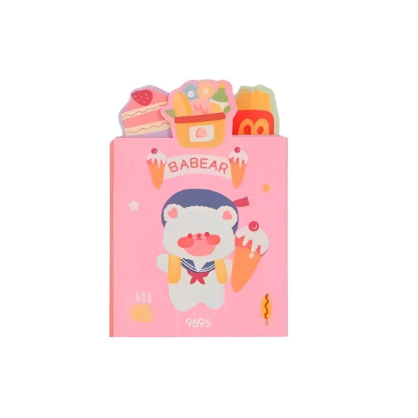 Bloco Adesivo Kawaii Livrinho Dorável Rosa