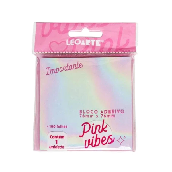Bloco Adesivo Pink Vibes Importante 100 Folhas LeoArte