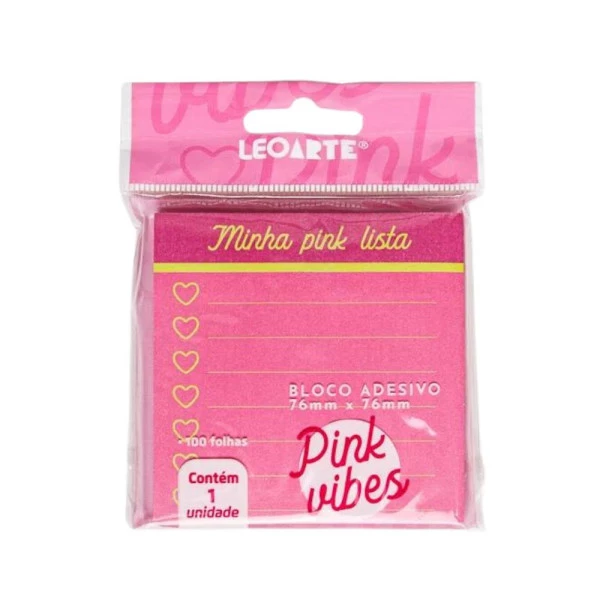 Bloco Adesivo Pink Vibes Lista Checklist 100F LeoArte