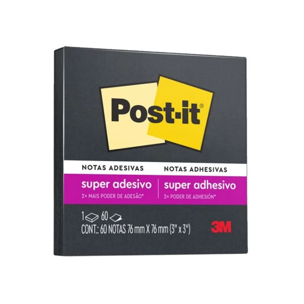 Bloco Adesivo Post-it Preto 76x76mm 60 Folhas