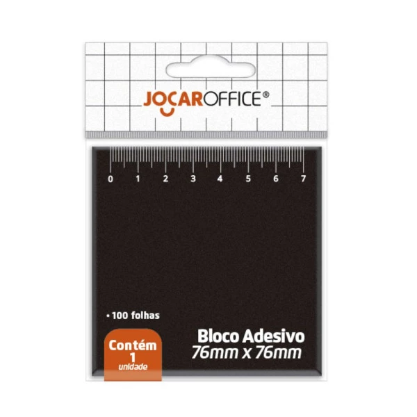 Bloco Adesivo Preto Régua 76Mmx76Mm 100F Jocar Office