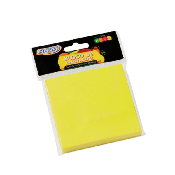 Bloco Adesivo Amarelo Neon BRW- 100F