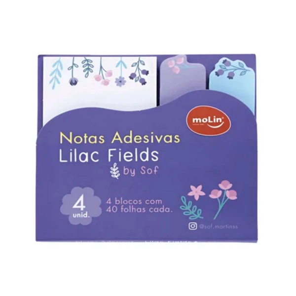 Bloco de Notas Adesivas Lilac Fields By Sof Molin 160 Folhas
