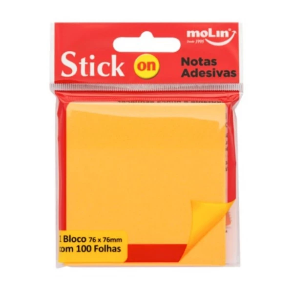 Bloco Adesivo Laranja Neon Molin- 100F