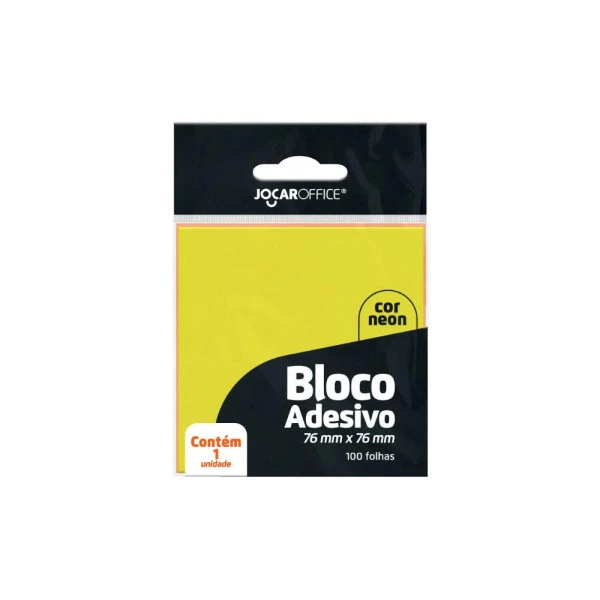 Bloco Adesivo Amarelo Neon Jocar Office 76mmx76mm 100F
