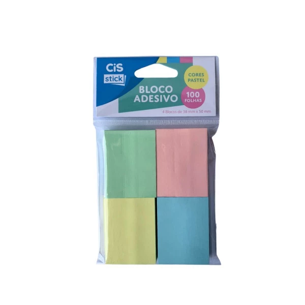 Bloco Adesivo Cis Stick Pastel 4 Cores 38x50mm 100F