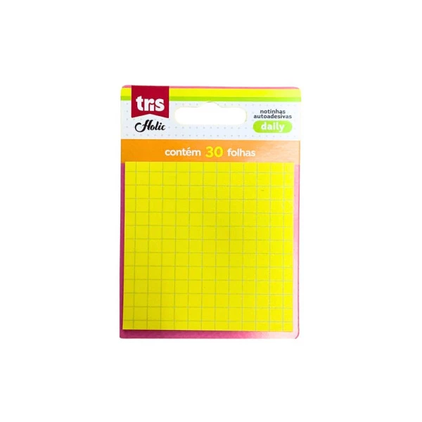 Bloco Adesivo Daily Quadriculado Amarelo Tris Holic