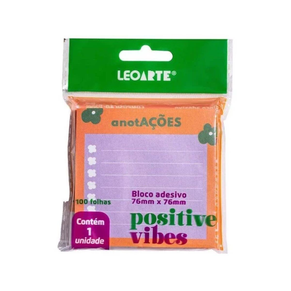 Bloco Adesivo Positive Vibes Flor 76mmx76mm 100f - LeoArte
