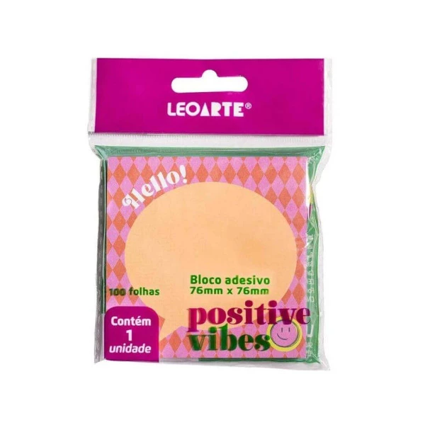 Bloco Adesivo Positive Vibes Losango 76mmx76mm 100f - LeoArte