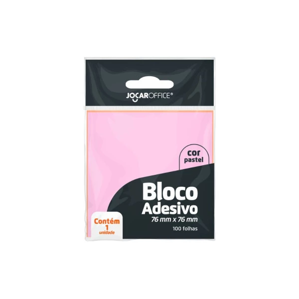 Bloco Adesivo Rosa Pastel Jocar Office 76mmx76mm 100F