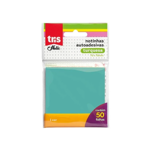 Bloco Adesivo Tris Holic Azul Turquesa C/50 F 76mmx76mm
