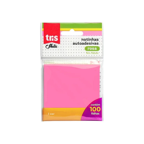 Bloco Adesivo Tris Holic Rosa 100F 76mmx76mm