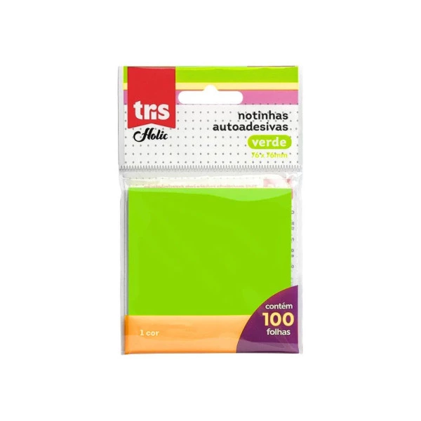 Bloco Adesivo Tris Holic Verde 100F 76mmx76mm