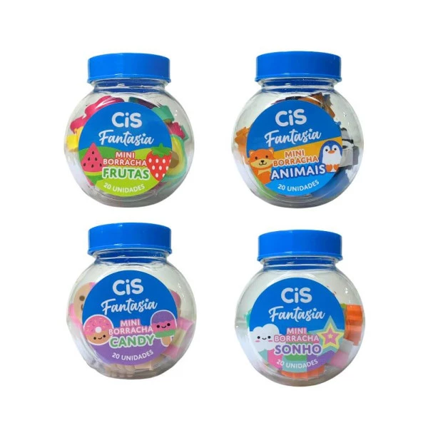 Borracha Escolar Mini Potinho Cis Fantasia C/20un