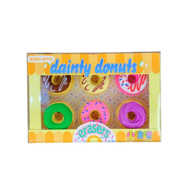 Borracha Kawaii Mini Donuts Amarelo C/6