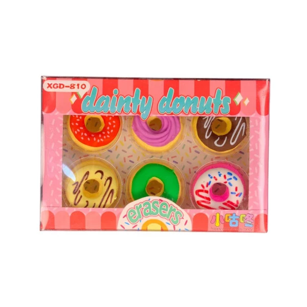Borracha Kawaii Mini Donuts Rosa C/6
