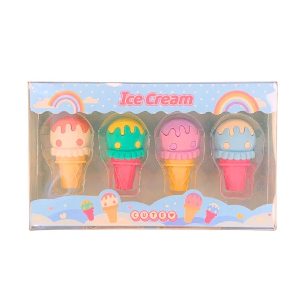 Borracha Kawaii Mini Sorvete Ice Cream C/4 Un