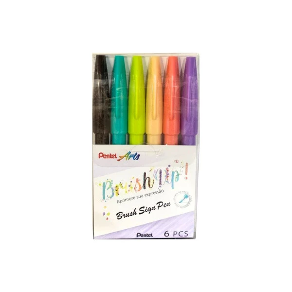 Brush Pentel Sign Pen Vacation 6 Cores