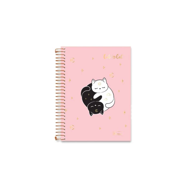 Caderneta Espiral A6 1/8 Cosmic Cute Cat Cadersil Rosa