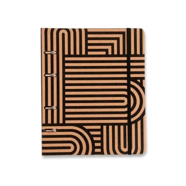 Caderno Argolado Cicero Criativo Kraft Pautado Curvas 17x24