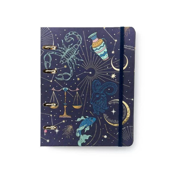Caderno Argolado Cicero Criativo Office Duo Astral Cartas Do Zodíaco Azul A5