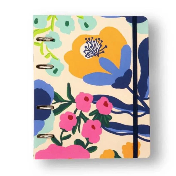 Caderno Argolado Cicero Criativo Office Duo Pólen Pautado e Pontado A5 Flores Off White