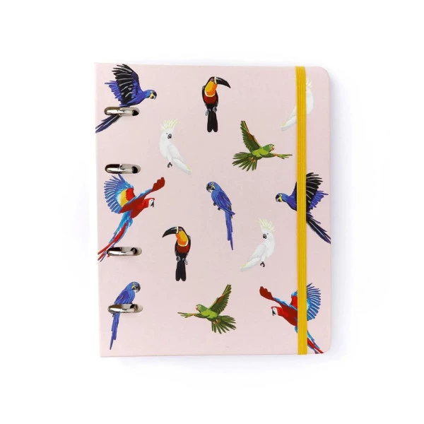Caderno Argolado Cicero Criativo Office Duo Pássaros Especies Rosa A5