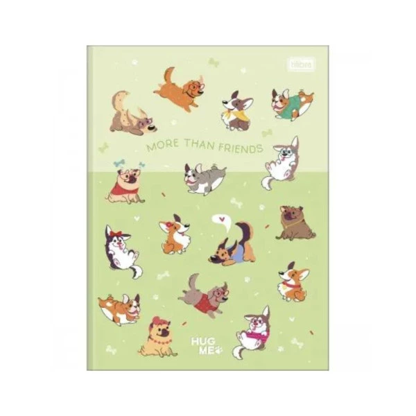 Caderno Brochurão Hug Me Tilibra 80F Verde Cachorrinhos