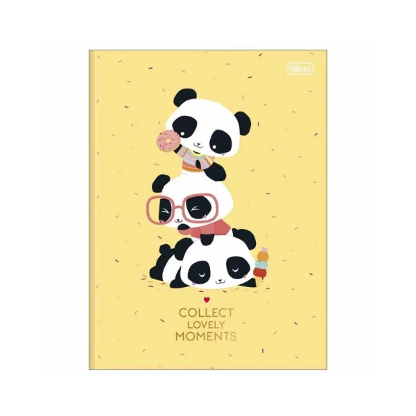 Caderno Brochurão Panda Lovely Friend Tilibra 80F Amarelo