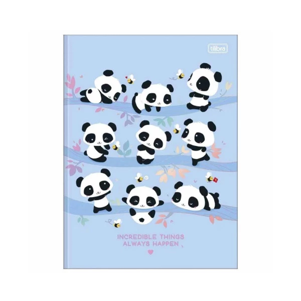Caderno Brochurão Panda Lovely Friend Tilibra 80F Azul