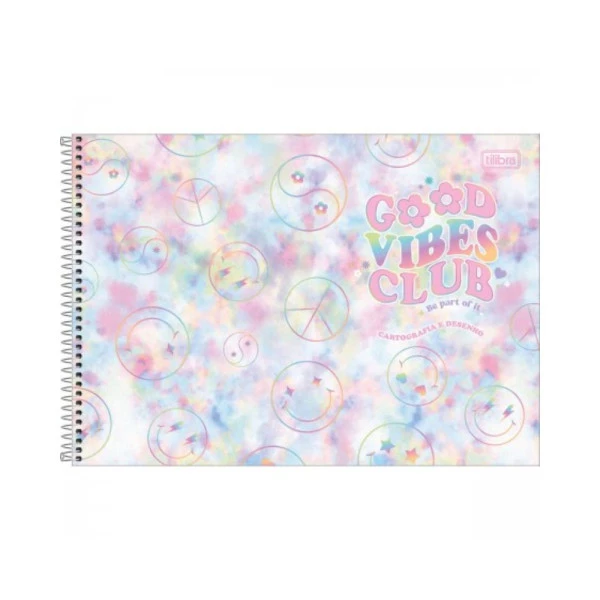 Caderno Cartografia E Desenho Good Vibes Tilibra 80F Azul