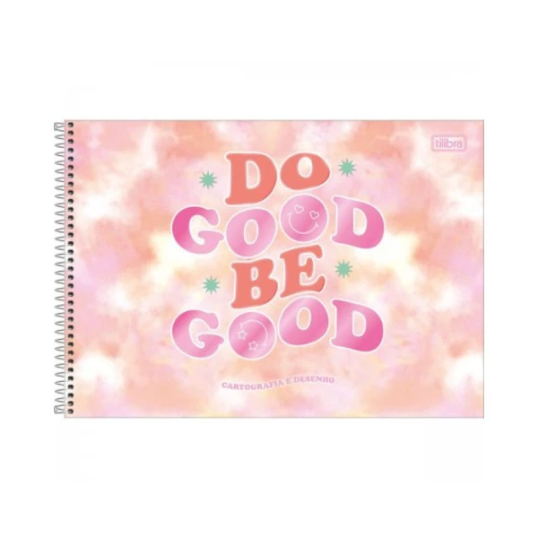 Caderno Cartografia E Desenho Good Vibes Tilibra 80F Rosa