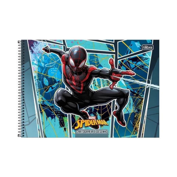 Caderno Cartografia E Desenho Homem Aranha Tilibra 80F Preto