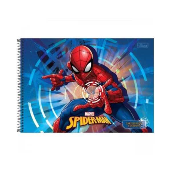 Caderno Cartografia E Desenho Homem Aranha Tilibra 80F Azul