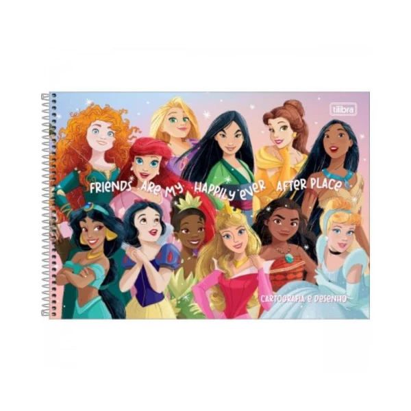 Caderno Cartografia E Desenho Princesas Disney Tilibra 80F Friends