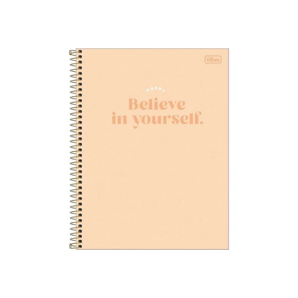 Caderno Colegial 1 Matéria 80 Folhas Happy 90g Laranja