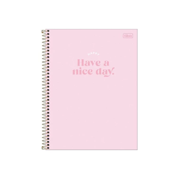 Caderno Colegial 1 Matéria 80 Folhas Happy 90g Rosa