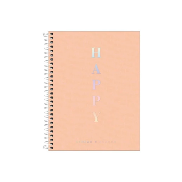 Caderno Colegial 1 Matéria 80 Folhas Tilibra Happy Capa Flexível Laranja