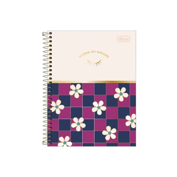 Caderno Colegial 10 Matérias Check Pop Off White Tilibra