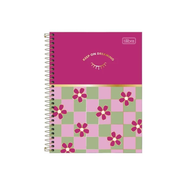 Caderno Colegial 10 Matérias Check Pop Rosa Tilibra